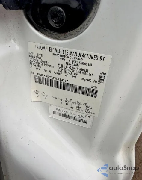 2016 Ford F550 Super Duty z USA, uszkodzony, nr VIN 1FD0X5GYXGEA33357